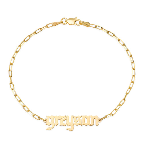 Customizable Old English Name Chain Bracelet