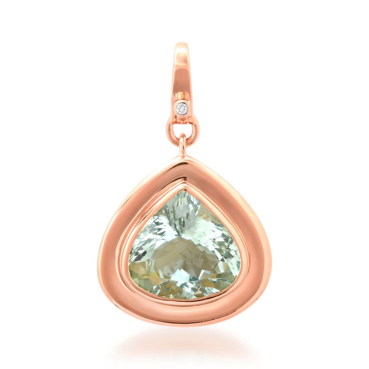 Pear Shape Bezel Set Aquamarine Drop Charm with Diamond Enhancer Clasp