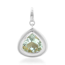 Pear Shape Bezel Set Aquamarine Drop Charm with Diamond Enhancer Clasp