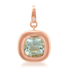 Cushion Cut Bezel Set Aquamarine Charm with Diamond Enhancer Clasp