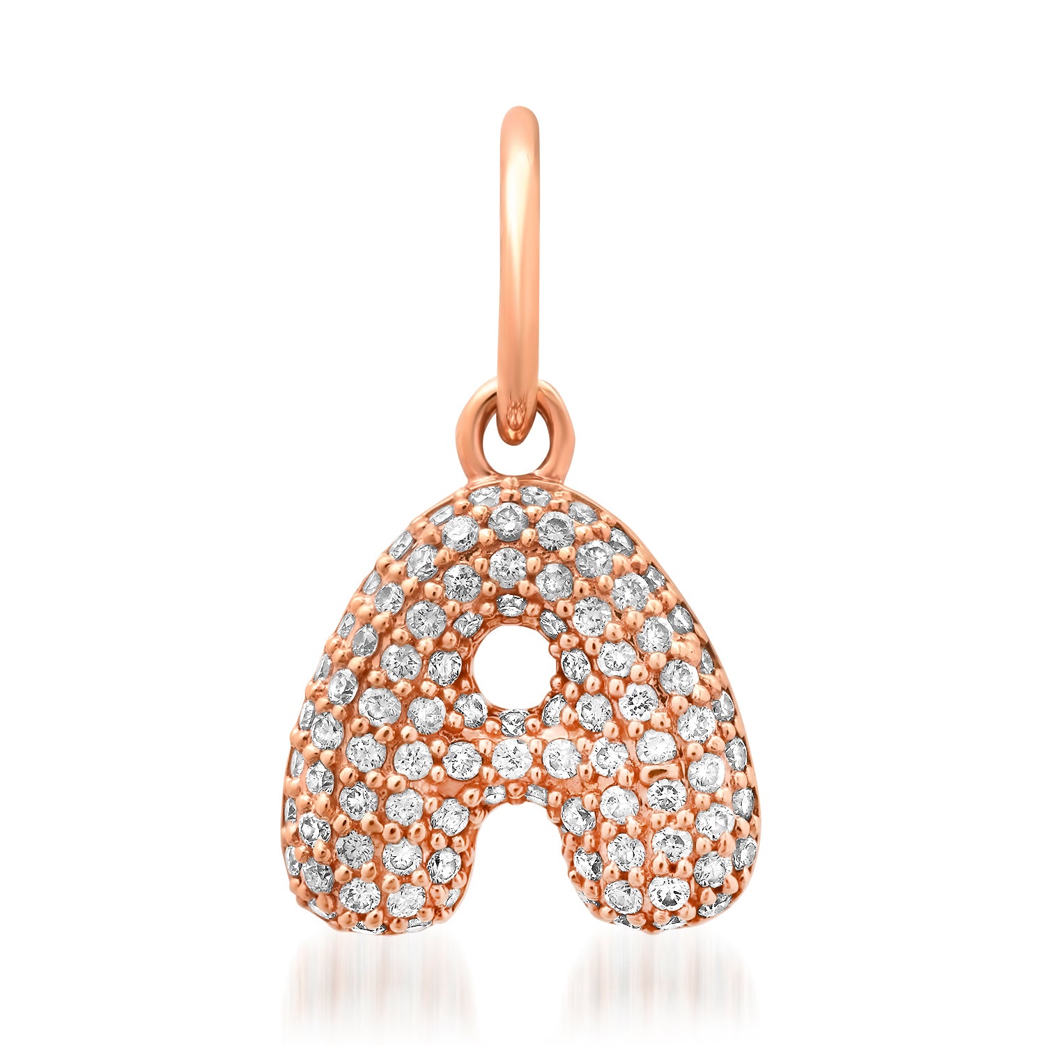 Chubby Puffy Pave Diamond Initial Charm