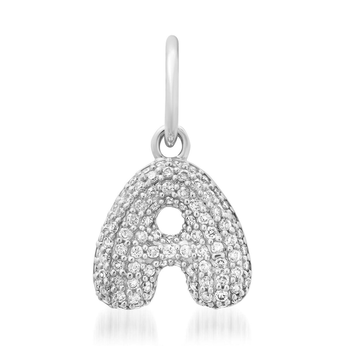 Chubby Puffy Pave Diamond Initial Charm