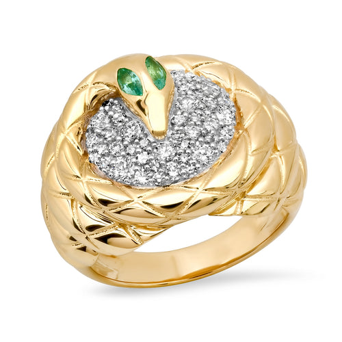 Exclusive MBAB x Eriness Emerald & Diamond Coiled Snake Ring