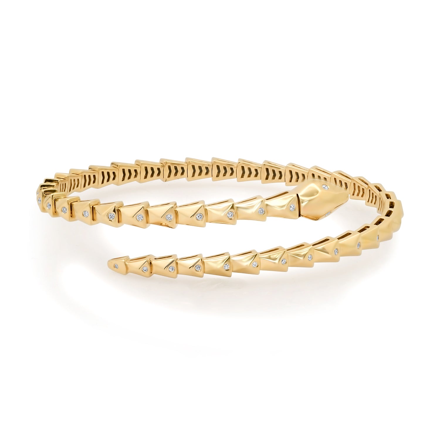 Slithering Segmented Diamond Snake Flex Bangle Bracelet