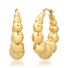 Graduated Puffy Gold Ball Hoop Earrings