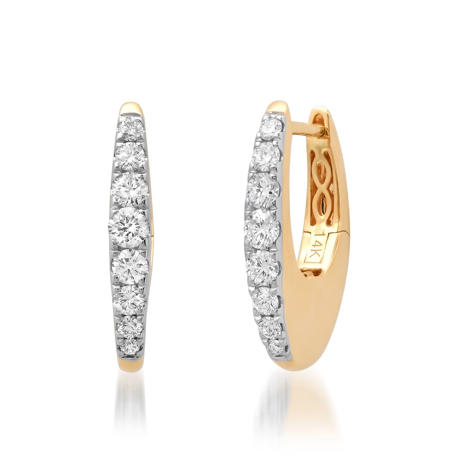 Small Retro Chubby Diamond Hoop Earrings
