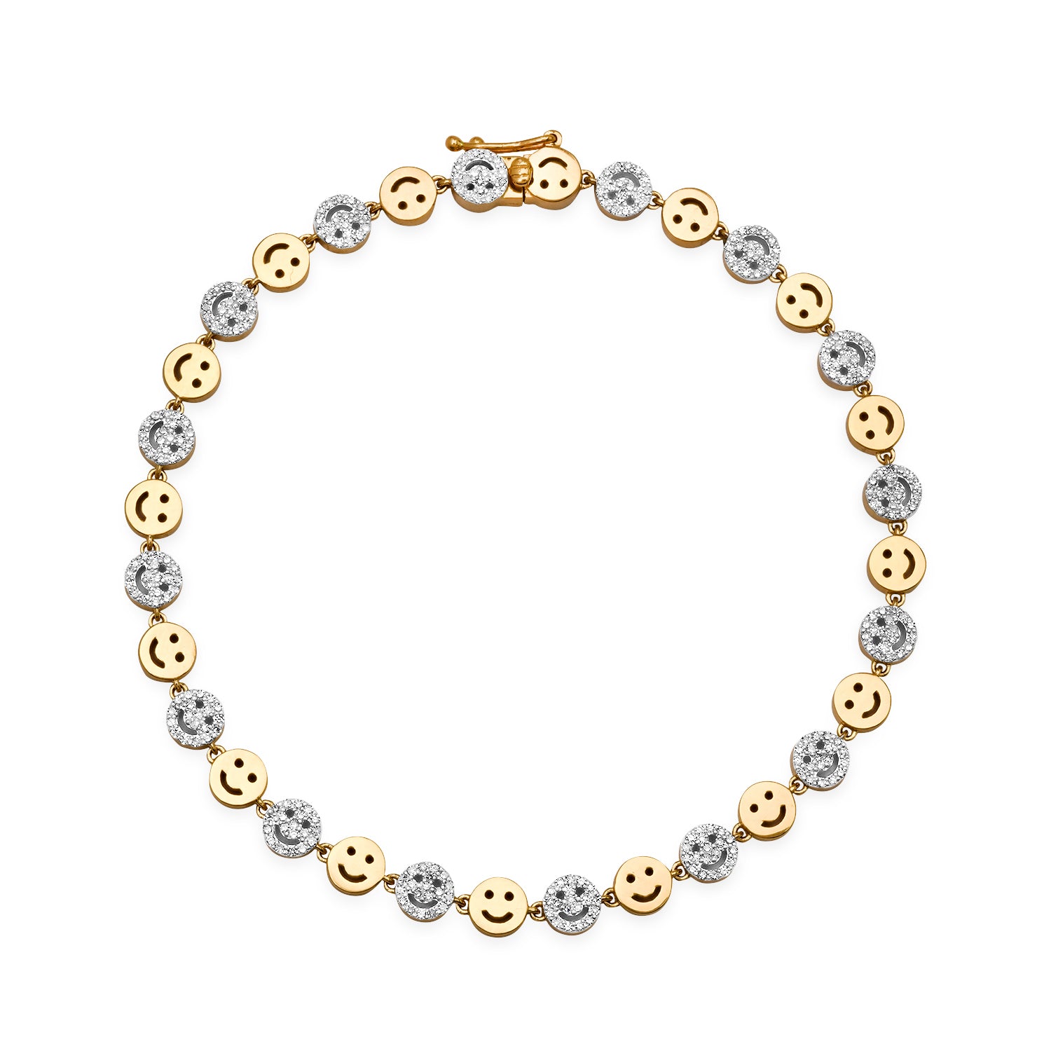 Glitzy Diamond & Gold Smiley Bracelet