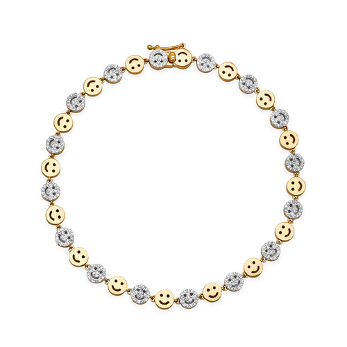 Glitzy Diamond & Gold Smiley Bracelet