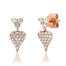 Dripping Pave Diamond Heart Drop Earrings