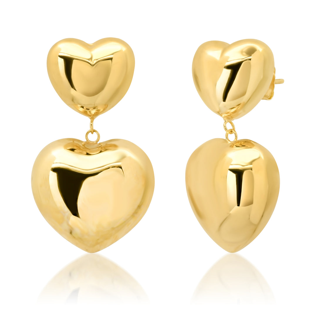 Domed Double Heart Earrings