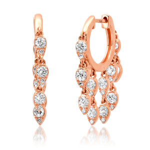 Diamond Pear Illusion Shaker Huggie Hoop Earrings