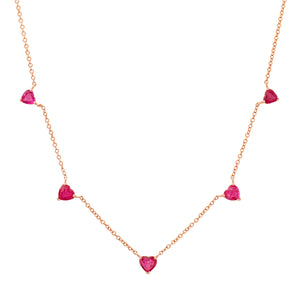 Sweet Cinq Ruby Hearts Necklace