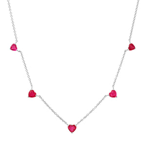 Sweet Cinq Ruby Hearts Necklace