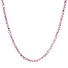 Pretty Three Prong Pink Sapphire Tennis Necklace