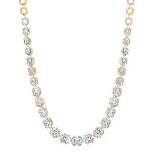 Graduated Illusion Octagonal Diamond Tennis Necklace