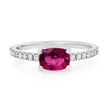 Saturated Oval Gemstone & Diamond Stacking Ring