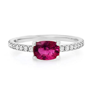 Saturated Oval Gemstone & Diamond Stacking Ring