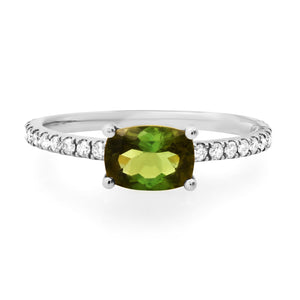 Saturated Oval Gemstone & Diamond Stacking Ring