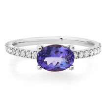 Saturated Oval Gemstone & Diamond Stacking Ring