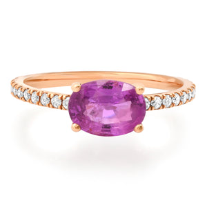 Saturated Oval Gemstone & Diamond Stacking Ring