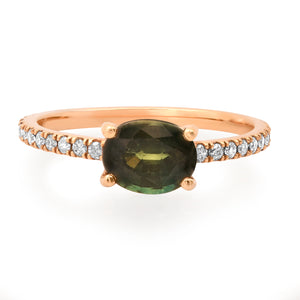 Saturated Oval Gemstone & Diamond Stacking Ring