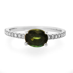 Saturated Oval Gemstone & Diamond Stacking Ring