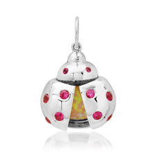 Scattered Pink Sapphire & Opal Ladybug Charm Pendant