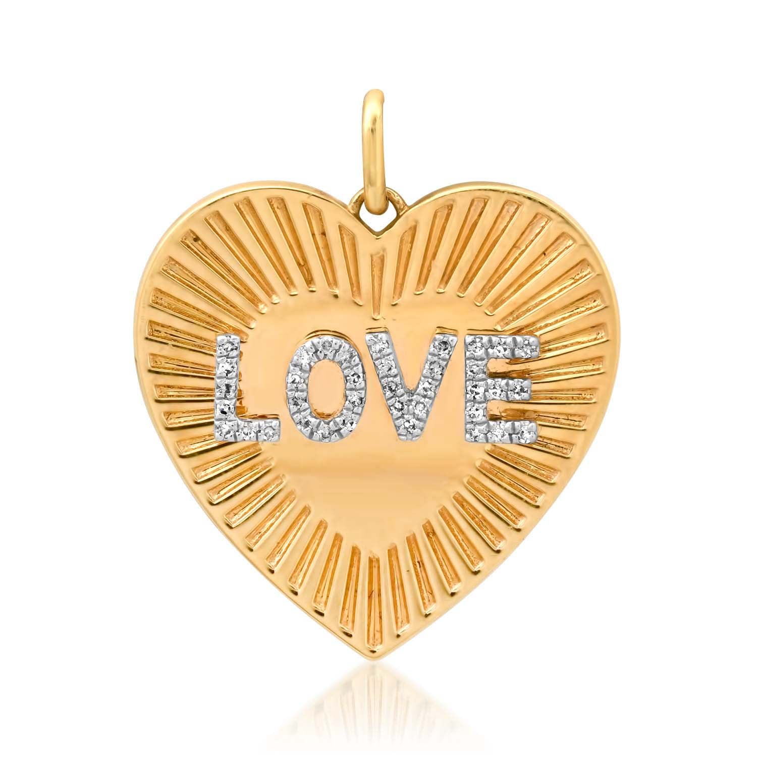 Diamond Fluted Love Heart Charm