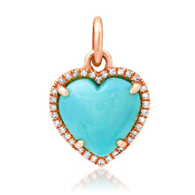 Chubby Turquoise & Diamond Heart Charm