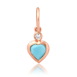 Mini Turquoise & Diamond Heart Charm