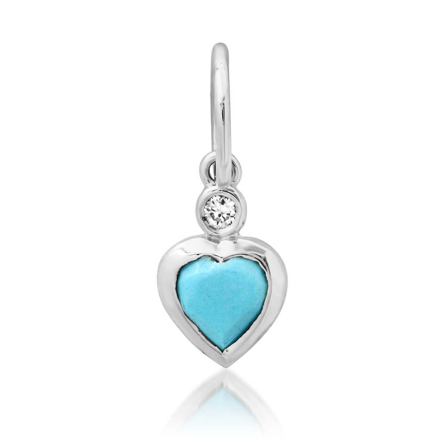 Mini Turquoise & Diamond Heart Charm