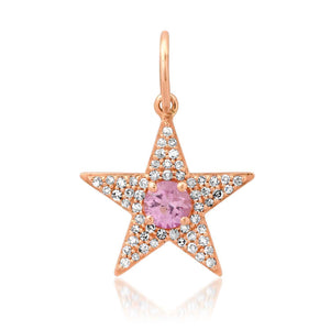 Stunning Gemstone & Diamond Star Charm Pendant