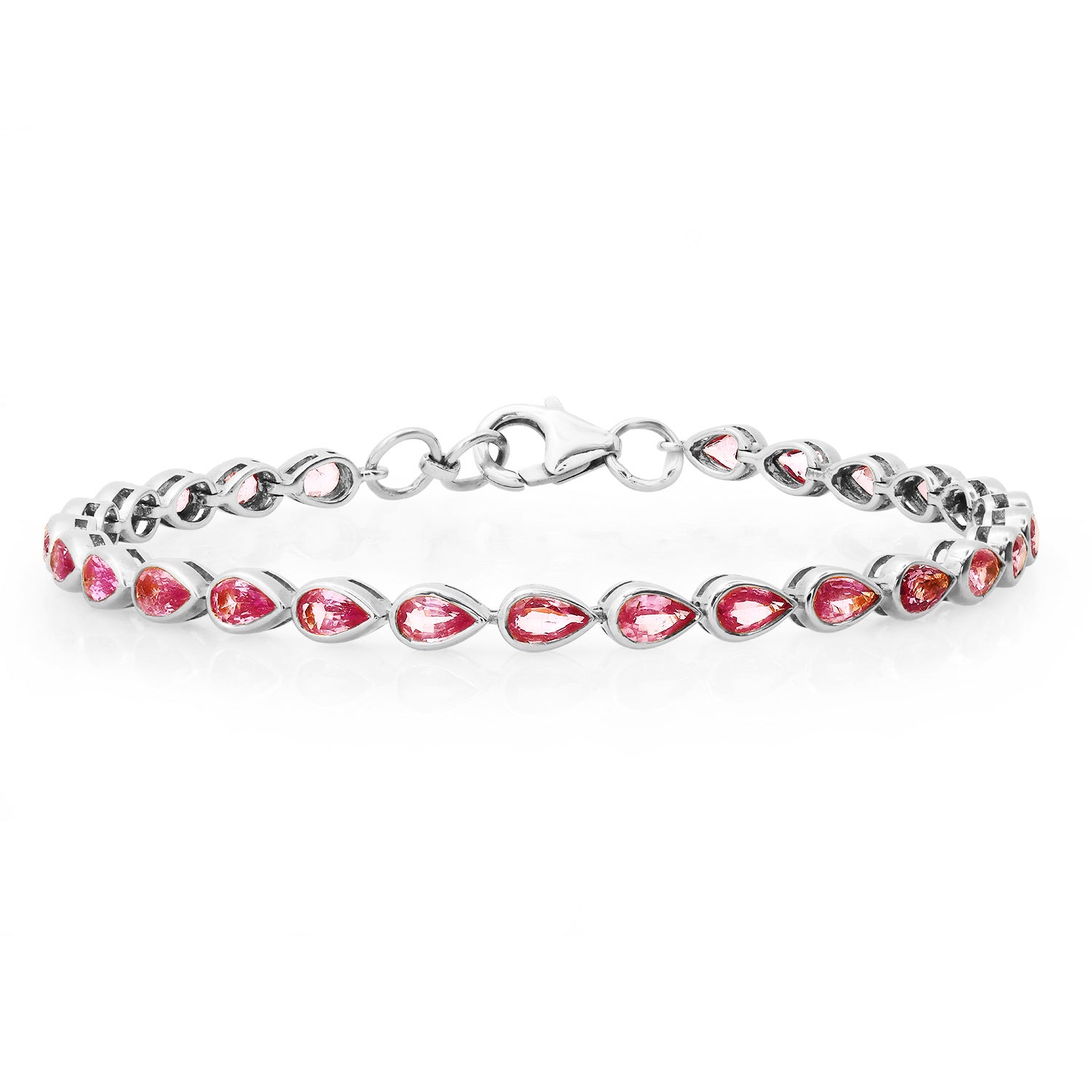 Princess Pear Shaped Pink Sapphire Eternity Bracelet