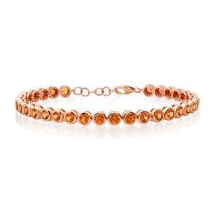 Bezel Set Orange Sapphire Eternity Bracelet