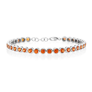 Bezel Set Orange Sapphire Eternity Bracelet