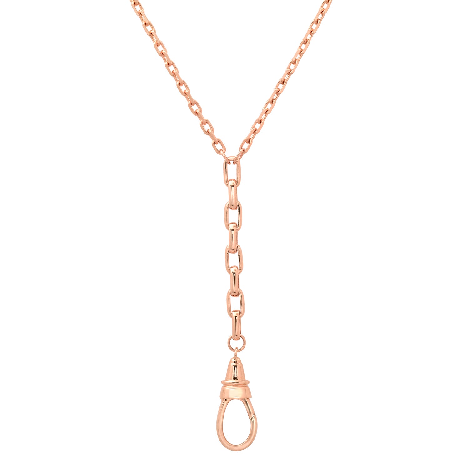 Sleek & Solid Lariat Chain Necklace with Drop Clip Enhancer