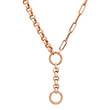 50/50 Rolo & Paperclip Lariat Chain Necklace