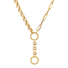 50/50 Rolo & Paperclip Lariat Chain Necklace