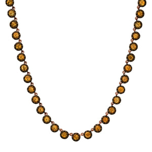 Vibrant Topaz or Citrine Rounds Necklace with Rhodium