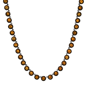 Vibrant Topaz or Citrine Rounds Necklace with Rhodium