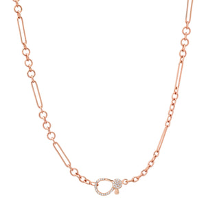 Thin In The Mix Solid Chain Necklace with Diamond Clasp