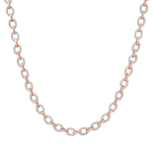 Diamond Oval Small Link Chain Necklace