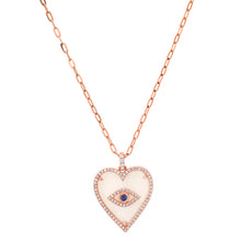 Diamond & Blue Sapphire Evil Eye Heart Necklace