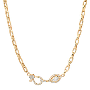 Solid Diamond Evil Eye & Clasp Chain Necklace