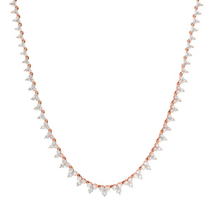 Three Prong Graduated Trio Diamond Tennis Necklace