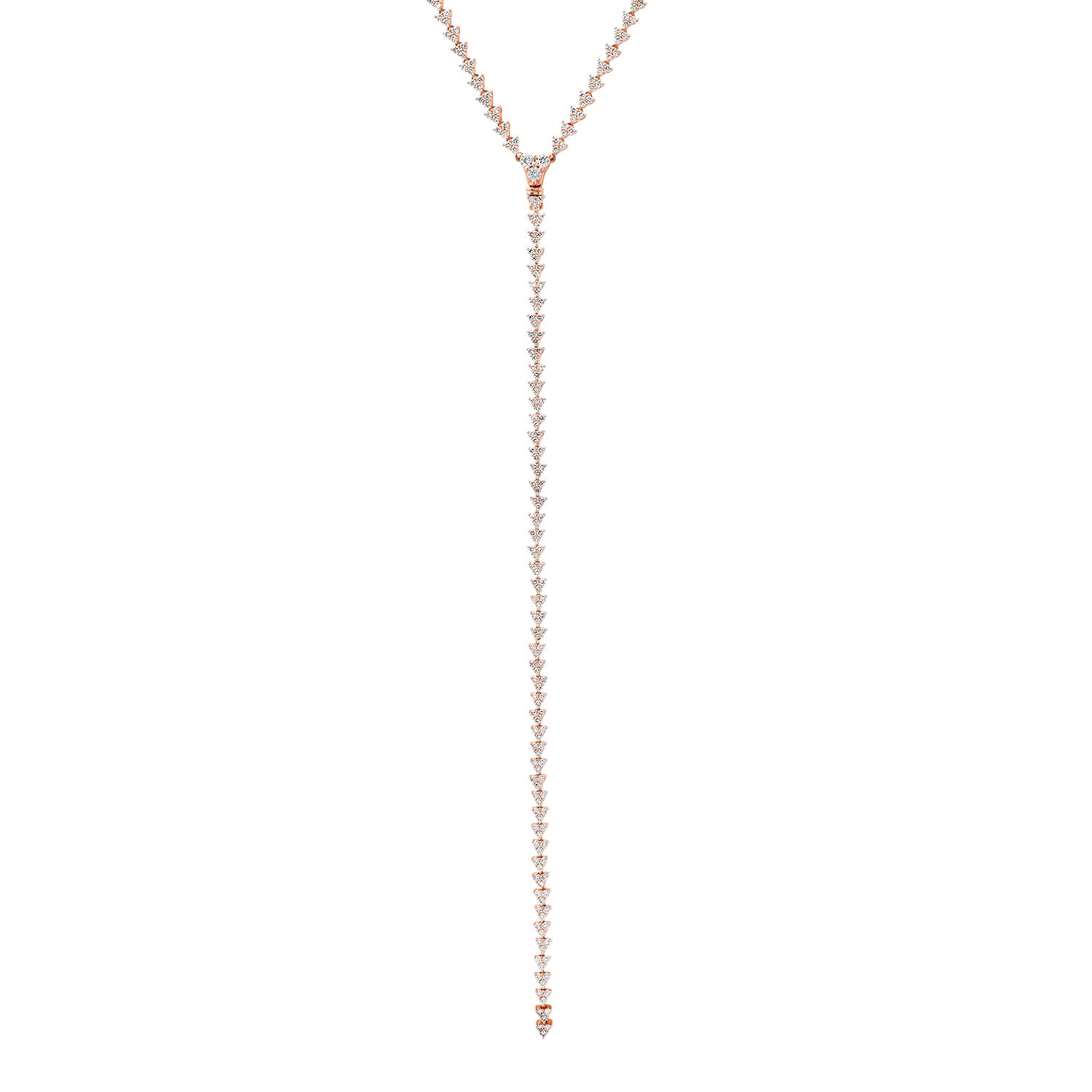 Three Prong Diamond Tennis Necklace with Detachable Lariat