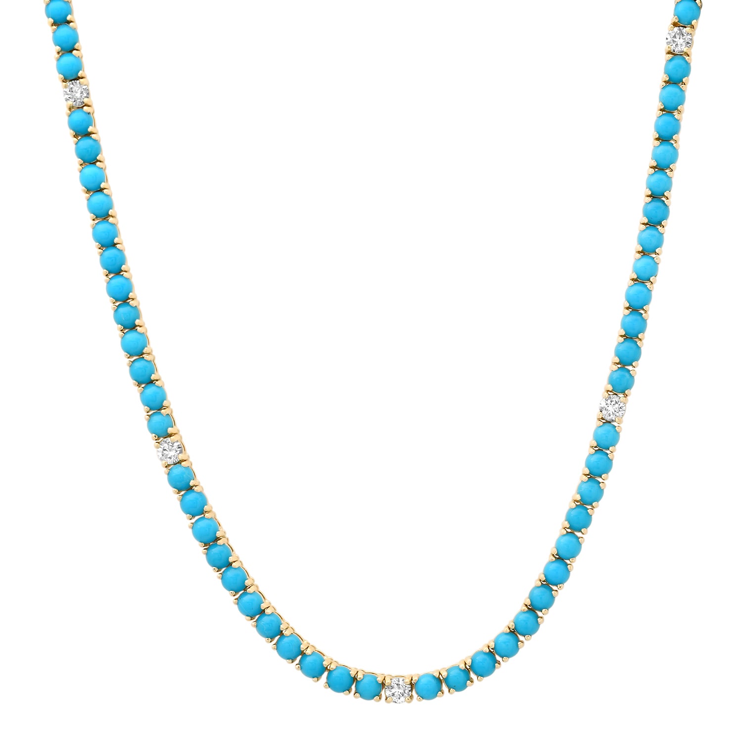 Turquoise Tennis Necklace with Diamond Accents