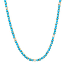 Turquoise Tennis Necklace with Diamond Accents