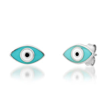 Turquoise Enamel Evil Eye Stud Earrings