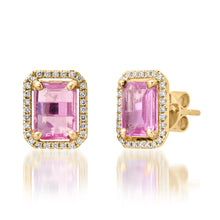 Diamond Framed Pink Sapphire Stud Earrings